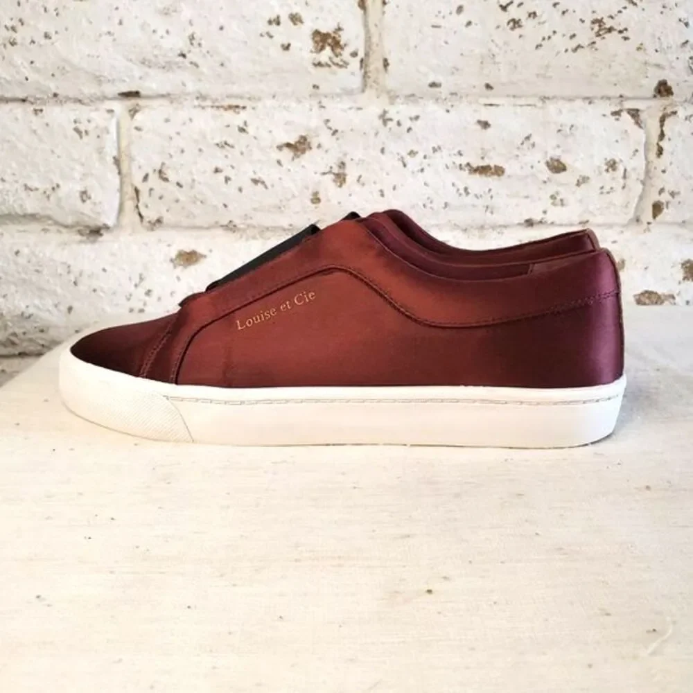 Louise Et Cie Lo-Bette  Burgundy Satin Sneakers Womens Flats Casual Street Sz 8 - Picture 5 of 10